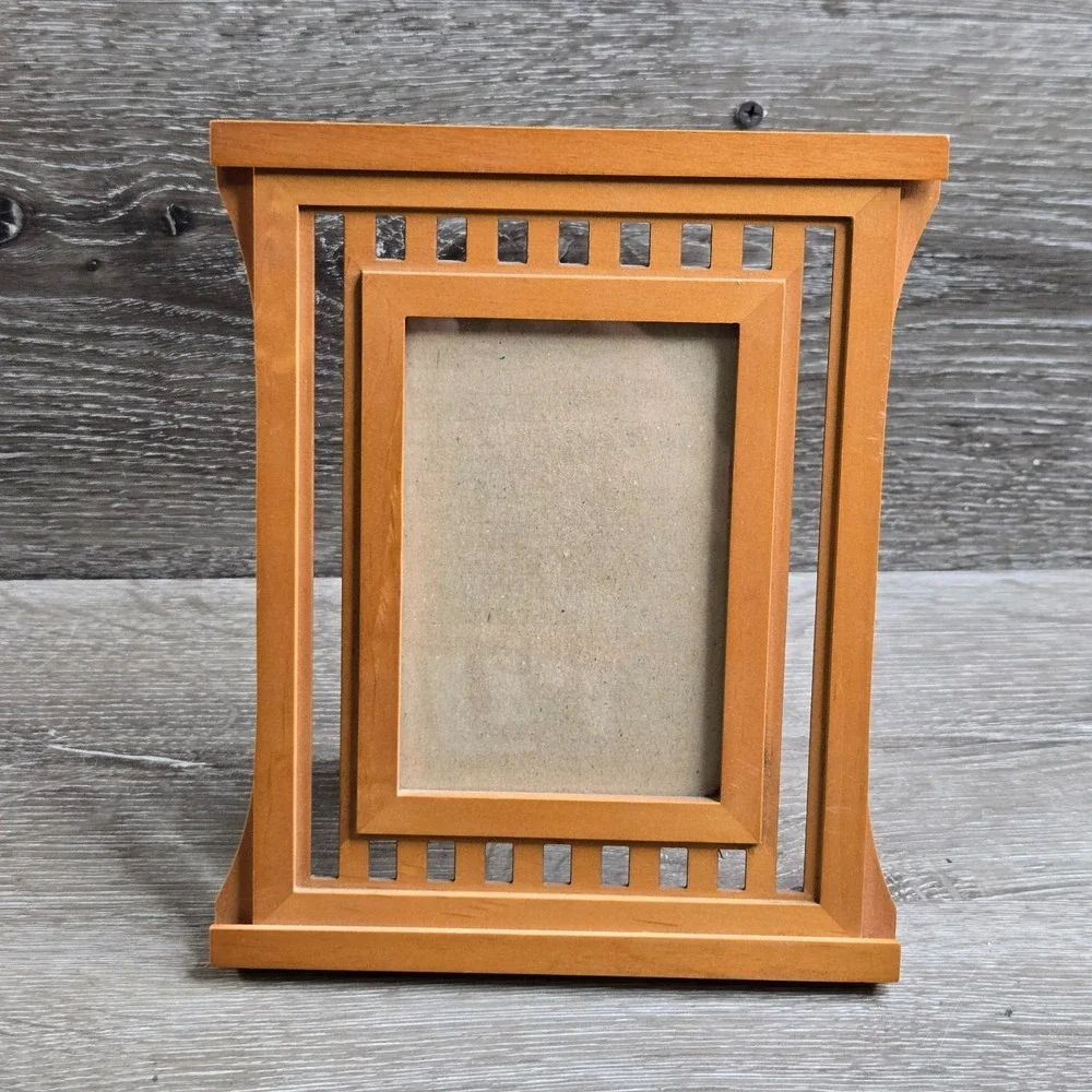 Vintage Mission Style Wood Picture Frame rank Lloyd Wright / Prairie Tabletop